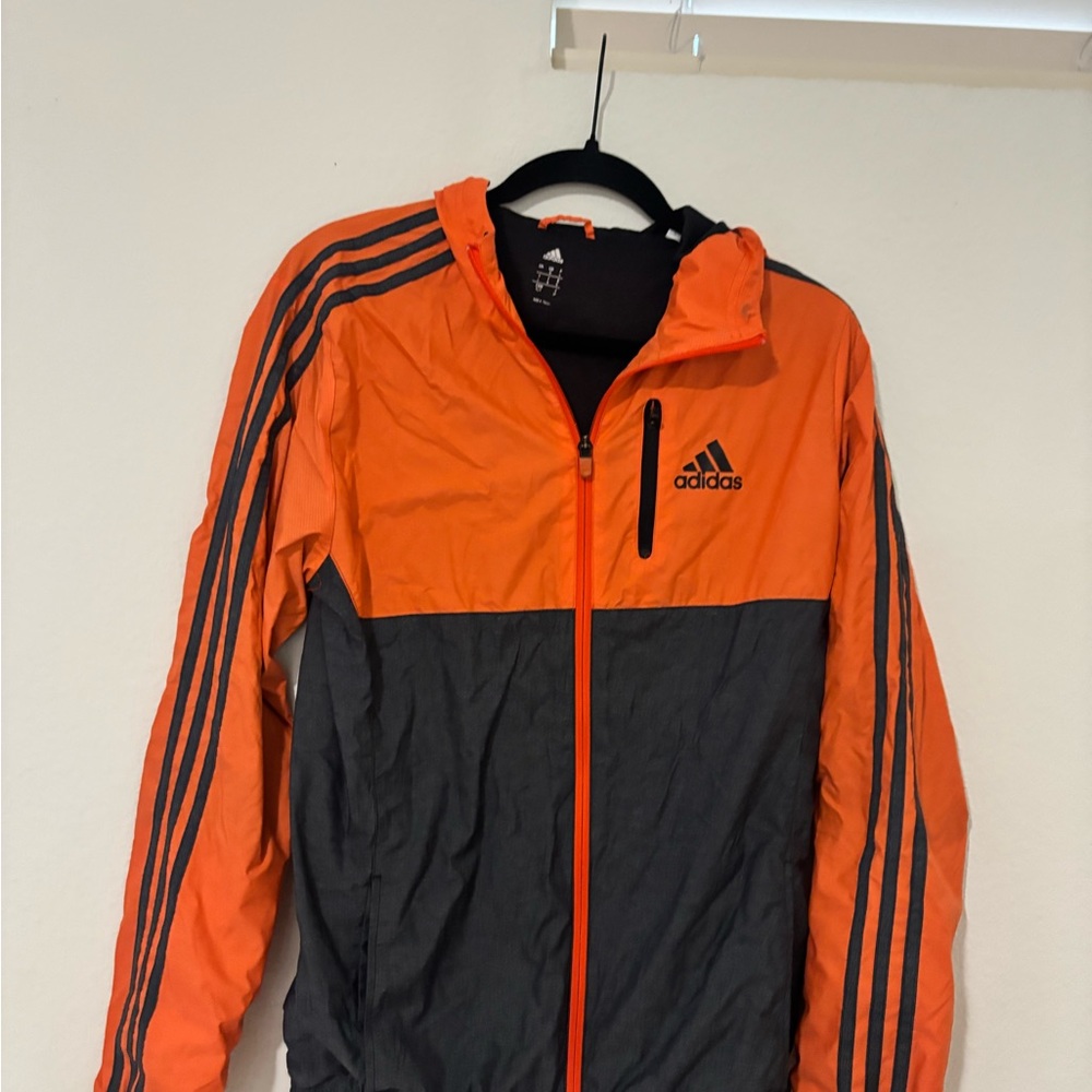 Adidas Men's Vibrant Orange and Charcoal Windbreaker